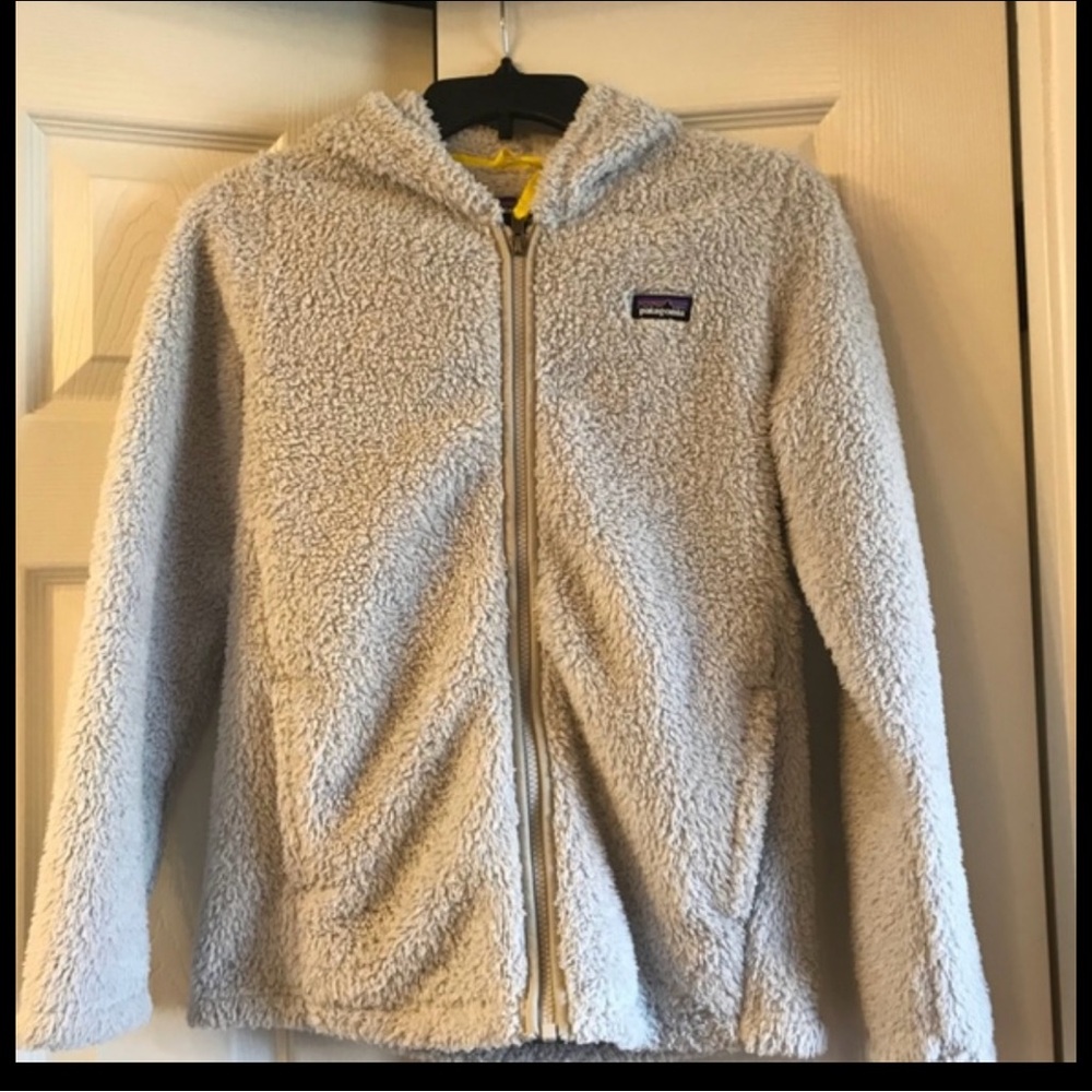Patagonia, Los Gatos hooded fleece jacket SZ 14/XL, Gray EUC